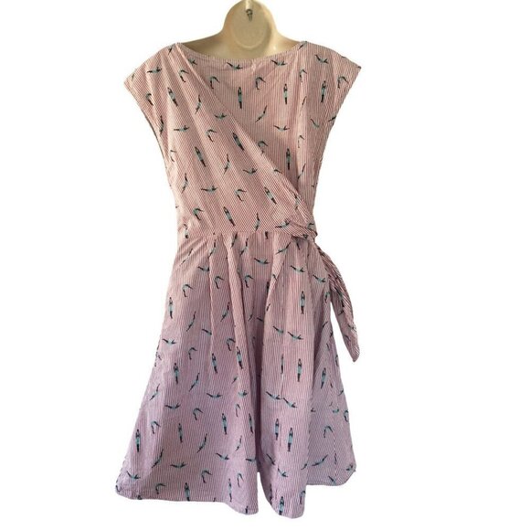 Maeve Anthropologie Women's Sz 8 Bathing Beauty Divers Swimming Tie Waist Dress - Picture 5 of 10